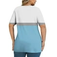thumbnail image 4 of Htigea Women's Plus Size Crisscross V Neck T-Shirts Color Block Short Sleeve Tunic Tops Summer Loose Fit Casual Tee Everyday Wear Sky Blue XXXL, 4 of 6