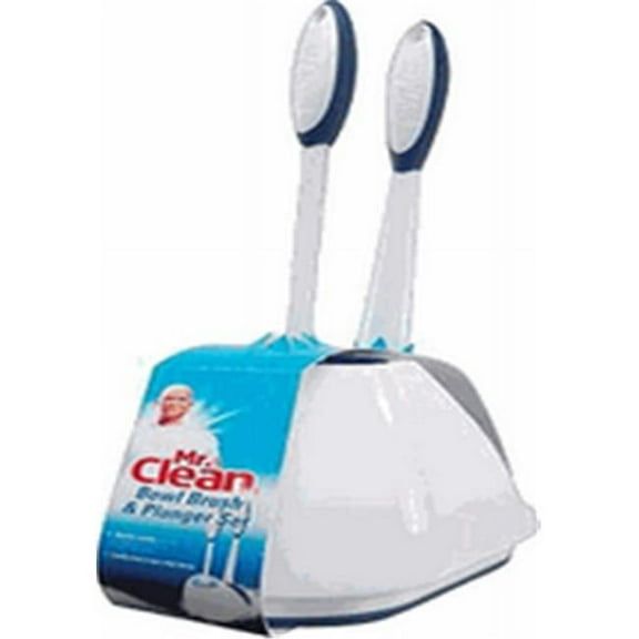 MR. CLEAN Turbo Plunger  Bowl Brush Set 12 1/2" handle w/ 6" dia bowl White 440436