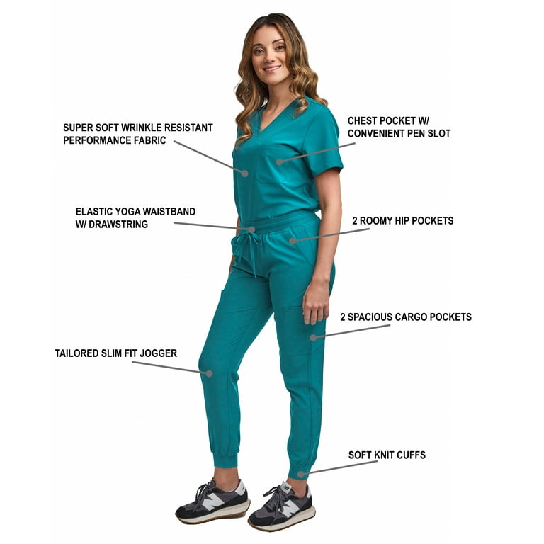Women's Tuck-In Top/Jogger Scrub Set Medical Nursing Top and Pant