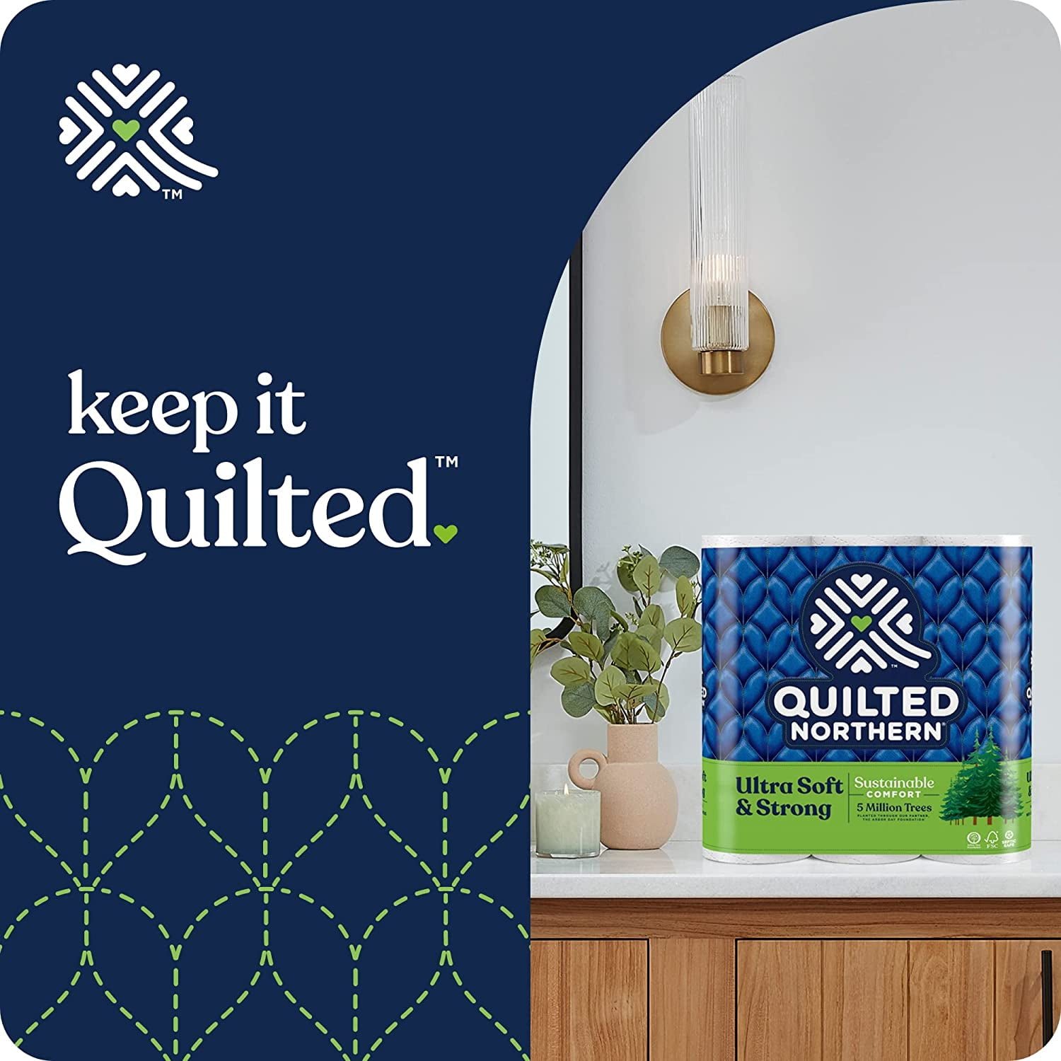 Quilted Northern 6017589 415.47 sq ft. White Ultra Soft & Strong Toilet Paper, 12 Rolls - 328 Sheet