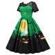 thumbnail image 3 of Moda de Halloween para mujer, vestido de manga corta con cuello redondo hasta la rodilla, vestido estampado de encaje para mujer Pompotops  ghjkhdj14892, 3 of 8
