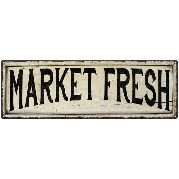 Market Fresh Vintage Look Farm House Wall Décor 6x18 Metal Sign 206180028054