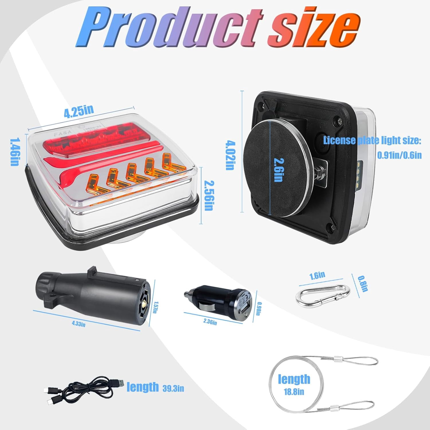 SLUMLOVE Portable Wireless Trailer Lights Magnetic -Rechargeable LED Light Kit , IP67 Waterproof for Trucks/Boats/RVs, Trailer Accessories