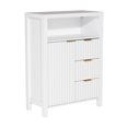 thumbnail image 4 of Ktaxon Fluted MDF Bathroom Floor Cabinet with Grille Single Door and Three Drawers, White, 4 of 11