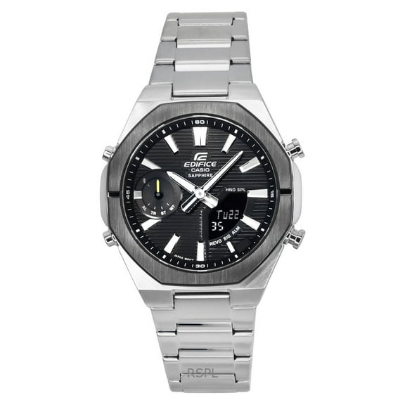 Casio Edifice Analog Digital Smartphone Link Stainless Steel Black Dial Quartz ECB-S10DB-1A 100M Mens Watch