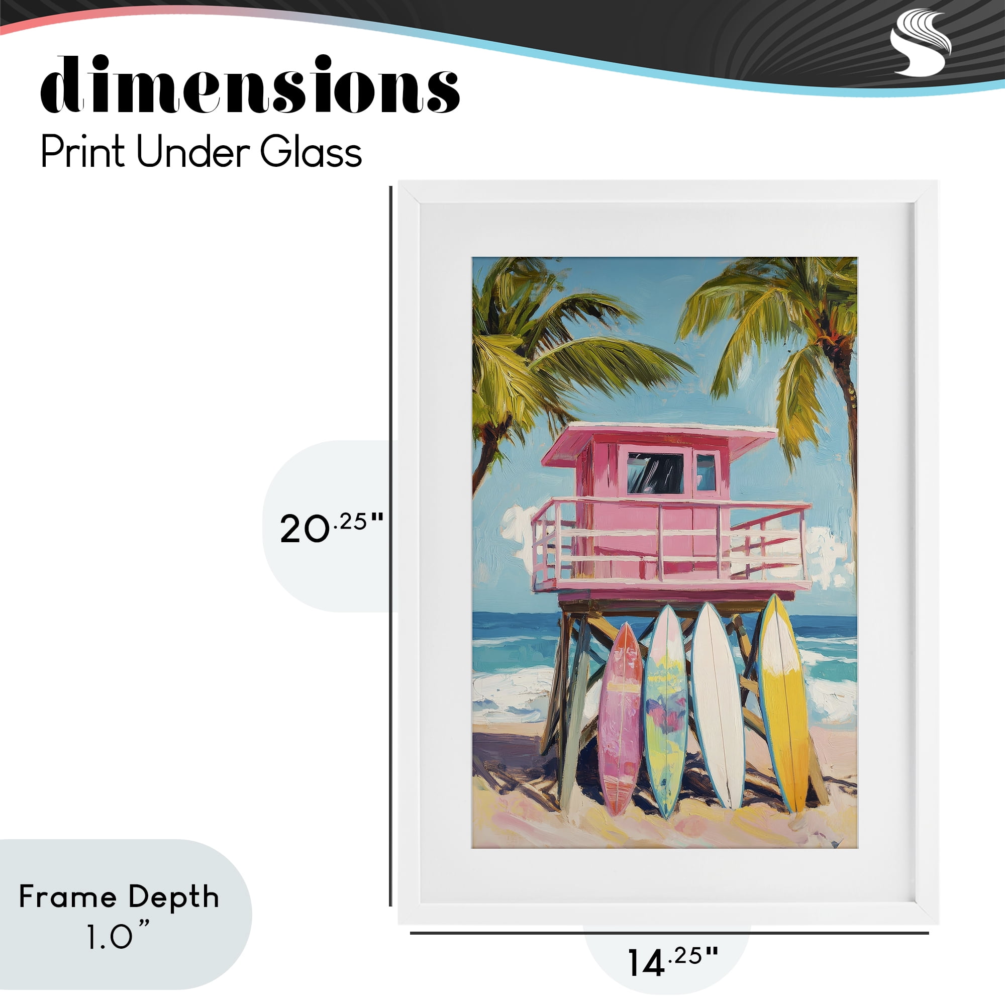 Stupell Industries High Pink Surf Shack White Framed Print Under Glass, design by Petal Prints Design