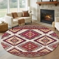 thumbnail image 2 of Red Orange Boho Round Area Rug 5ft Washable Large Round Rug for Living Room, Soft Non-Slip Circle Rugs for Dining Room, Geometric Tribal Southwestern Floor Carpet for Bedroom Entryway Home Office, 2 of 9