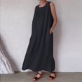 thumbnail image 5 of JINMGG 2024 Summer Plus size Clearance Dresses for Women under $10,Women's Plus Size Summer Fashion Solid Round-Neck Sleeveless Pullover Dress, 5 of 8