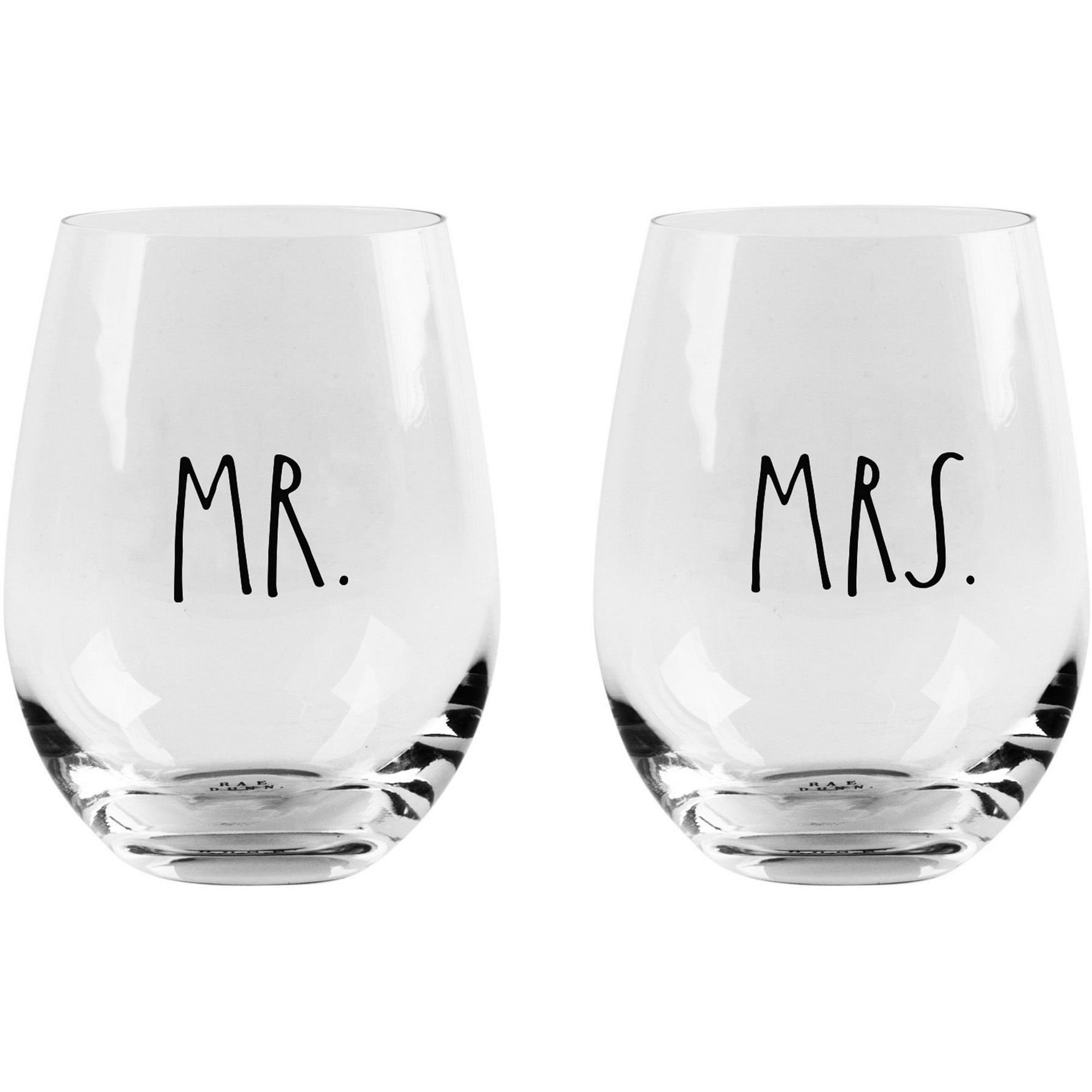 RAE DUNN Stemless Wine Glasses - Set of 2 Mr & Mrs - Walmart.ca