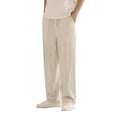 thumbnail image 3 of Men’s Linen Casual Pants Summer Thin Wide Leg Straight Barrel Loose Fit Trousers, 3 of 5