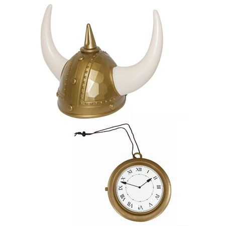 Deluxe Gangster Viking Helmet Clock Necklace Rapper Funny Costume