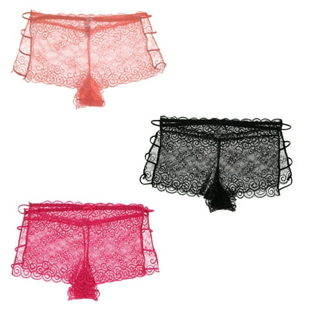 Delta Burke Women s Sexy Lace Hipster Boyshort Panties 3 Pack - Pinks & Black - 2X-Large 9