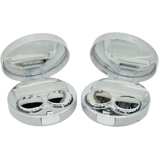 2 Pack Marble Contact Lens Case All In One Travel Contact Container Soak Storage Kit(Rose Gold + Gold)