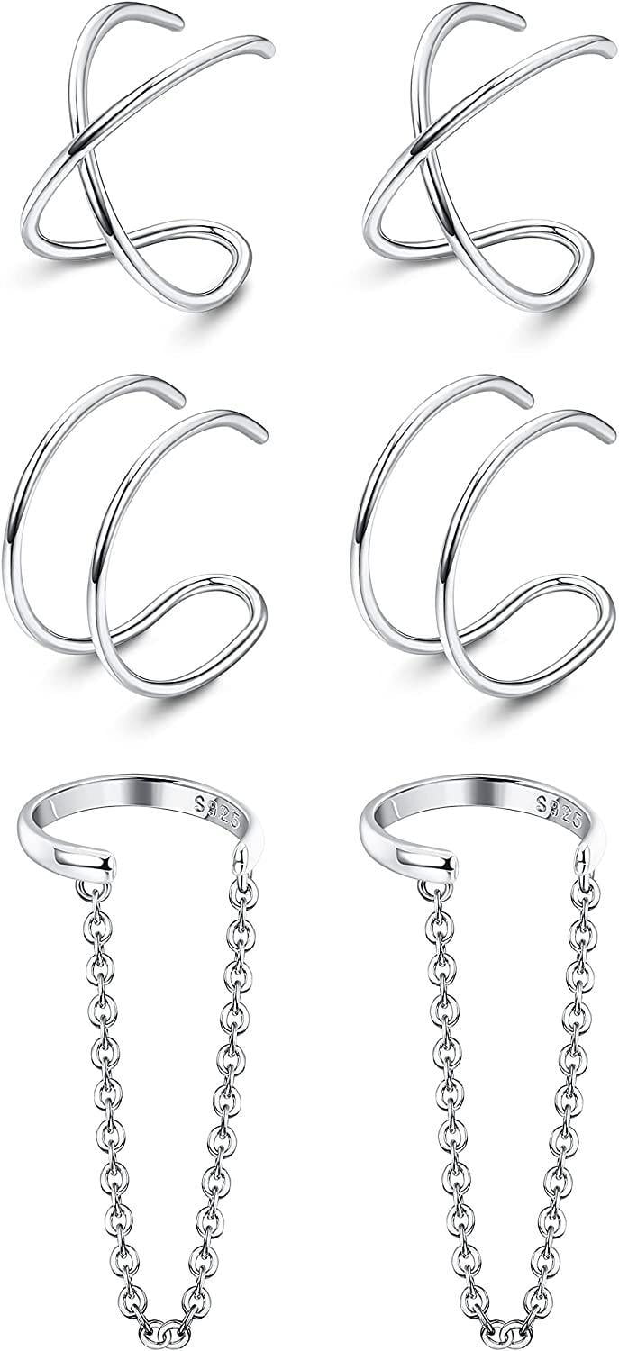  MEGLOB Kyaniteion Tinnitus Ear Cuff Set, Stainless Steel Non  Pierced Earrings for Women Men (Color : Silver): Clothing, Shoes & Jewelry