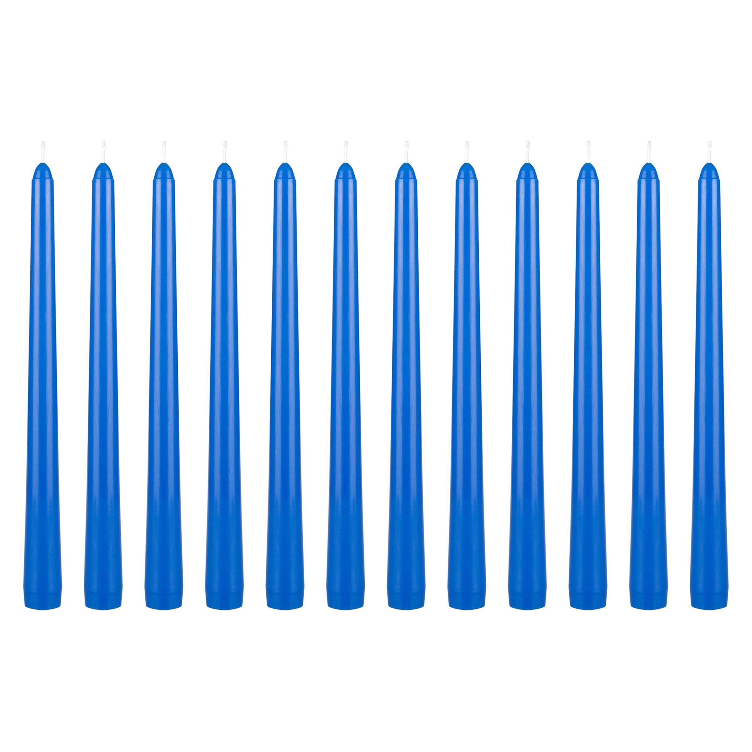 Mega Candles 12 pcs Unscented Blue Taper Candle, Hand Poured Wax