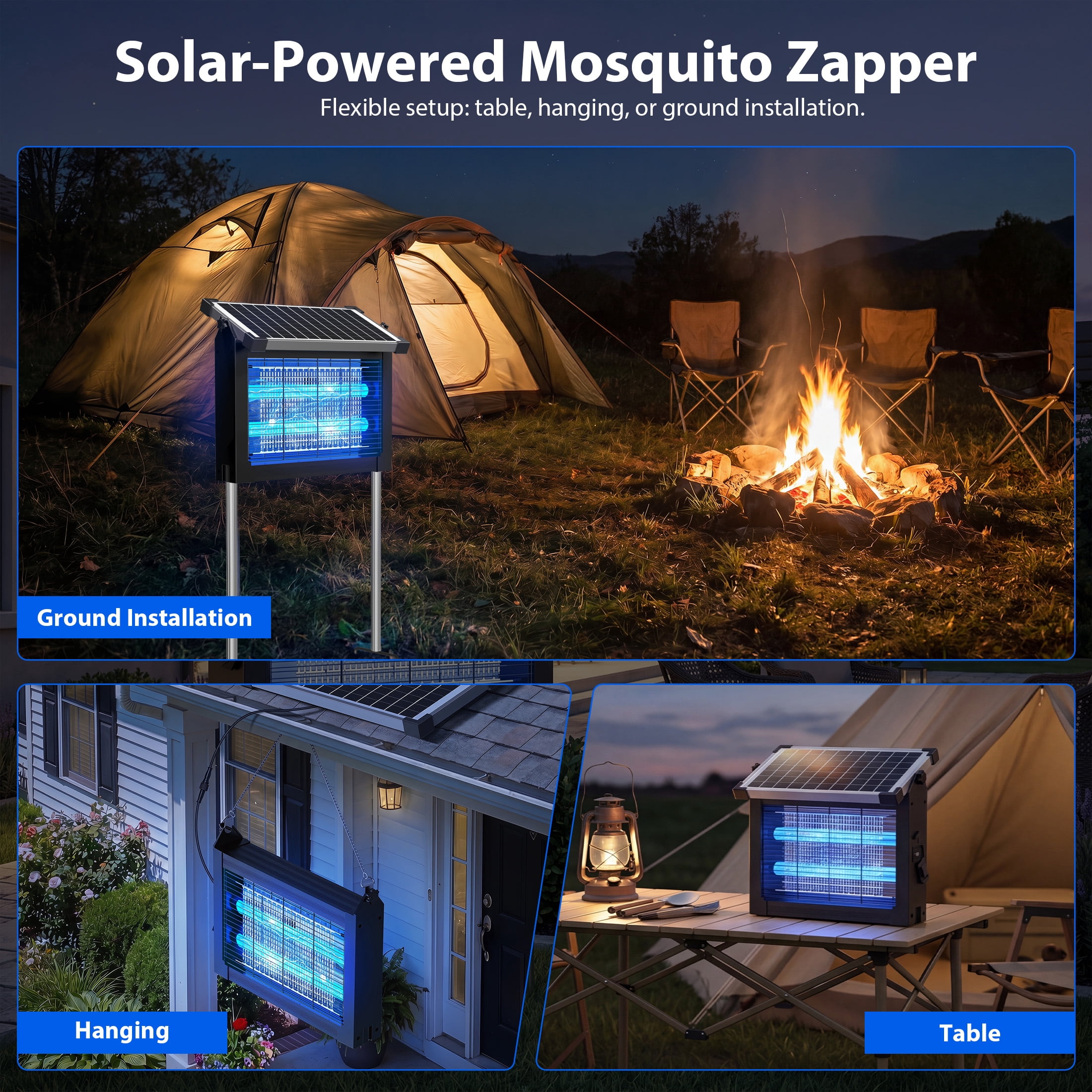 Aenkyo Solar Bug Zapper Outdoor, 4500V Mosquito & Fly Zapper, 1 Acre, IPX8