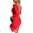 thumbnail image 3 of DYMADE Women Backless Zipper Long Sleeved Solid Medium Length Sexy Pencil Dress, 3 of 4