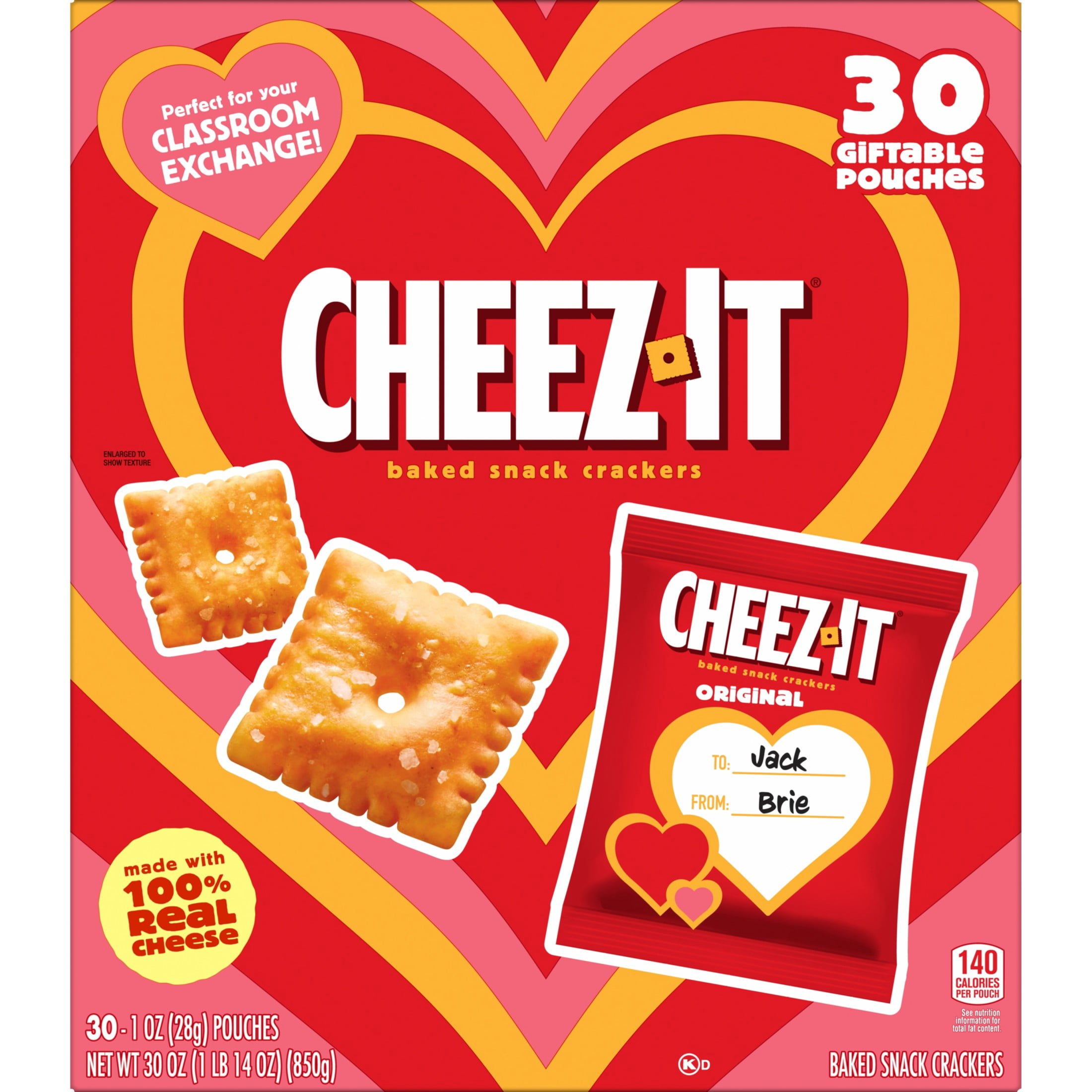 Cheez-It Original Baked Snack Crackers, Valentine's Day Snacks, 30 Count