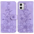 thumbnail image 2 of Compatible with Motorola Moto G73 5G Embossed Lily Wallet Case with Card Holder PU Leather Flip Cover, 2 of 5