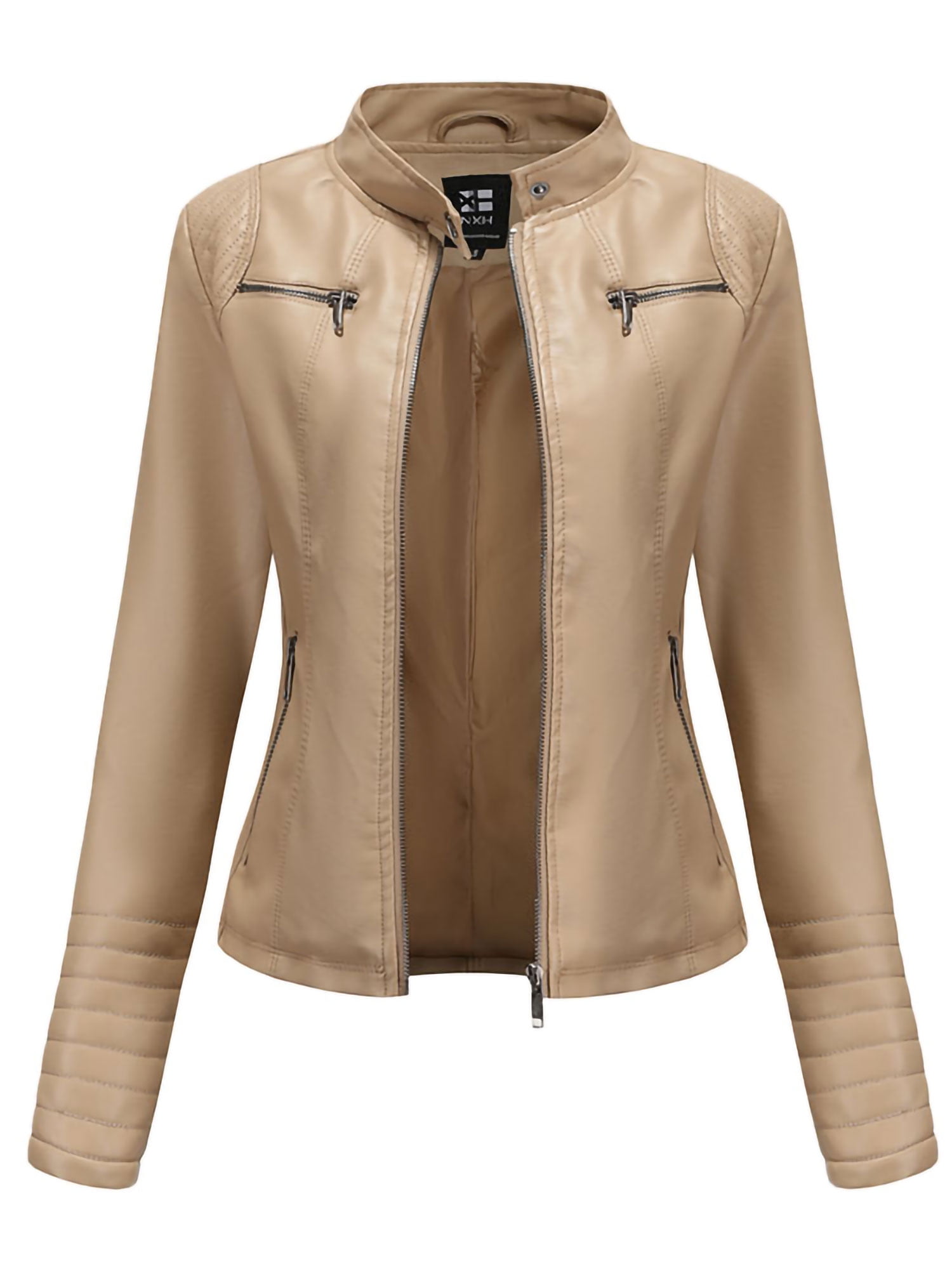 short sleeve faux leather jacket