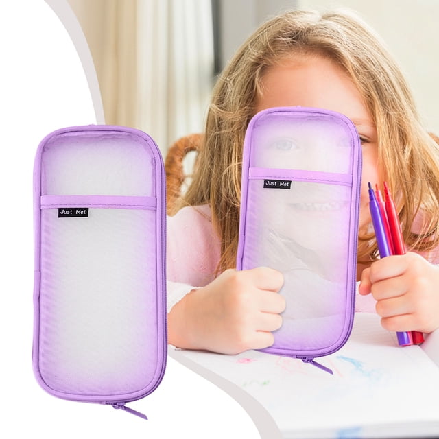 Puntoco-bolsa para bolígrafos pequeña y fresca de malla de gran capacidad, caja de papelería, bolsa para bolígrafos transparente, bolsa para plumas de estudiante especial para examen