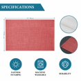 thumbnail image 6 of Vintage Coral Red Placemats Set of 12, Farmhouse Retro Solid Color Linen Texture Placemats for Dining Table, Place Mats for Kitchen Tabletop, Waterproof Wipeable Dining Table Mats Set, 6 of 9