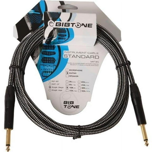 Bibtone  Standard Fabric Guitar Cable - Black & White - 15 ft.