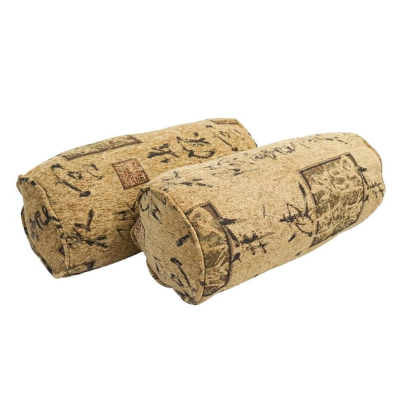 20-inch by 8-inch Double-corded Patterned Jacquard Chenille Bolster Pillows with Inserts (Set of 2) 9814-CD-S2-JCH-CO-38