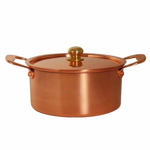Copper pot soup pasta pot casserole with lid double ear soup pot cooking pots stew pan copper cookware for the kitchen at home for stove, induction