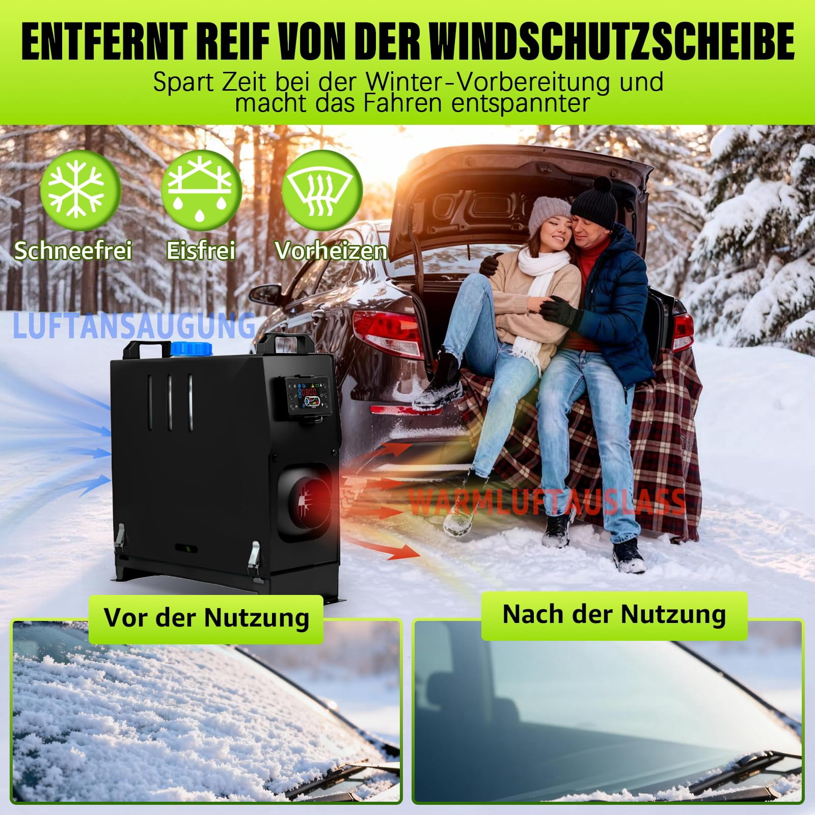 RJFKSN 12V 8KW All-in-One Diesel Heater, Portable Air Parking Heater with 5L Tank, LCD Display & Remote Control, Quiet Fast Heating with Silencer for RV, Truck, Boat, Camper, Trailer