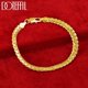 thumbnail image 2 of CJie-pulsera de cadena lateral plana para hombre y mujer, oro de 18 quilates, 6mm, 20cm, joyería de compromiso de boda, 2 of 2
