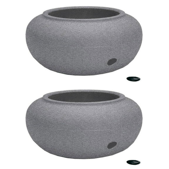 HC Companies 21 Inch Decorative Garden Hose Storage Pot, Granite (2 Pack)