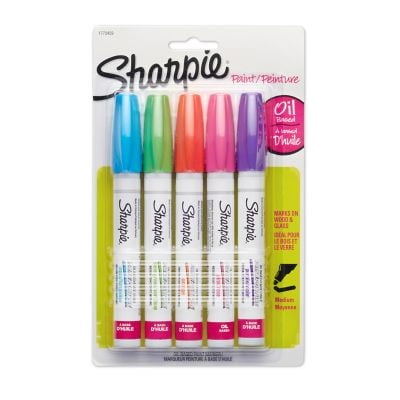 Sharpie Oil Based Paint Marker Set, Aqua/Orange/Lime Green/Pink ...
