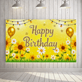 thumbnail image 6 of Sunflower Themed Happy Birthday Banner with Balloons Fairy Lights and Daisies Background Backdrop Party Decoration for Birthday Party Celebrations Photography Props and Home Decorations, 6 of 8