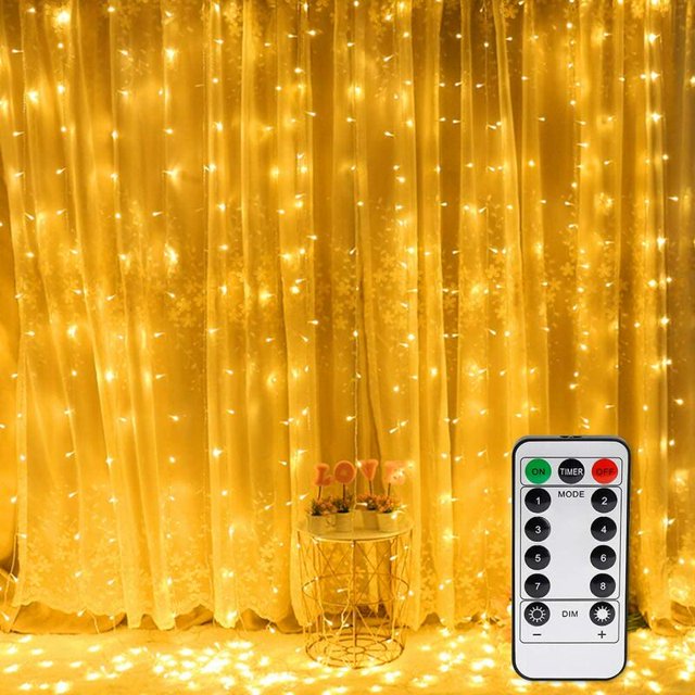 Luces de cortina, Luces de hadas para ventanas 300 LED 3m 3m, 8 modos de iluminación, Ambiente para decoración Navidad, Boda, Cumpleaños, Balcón, Patio, Dormitorio [Clase de eficiencia en esquí esquí Gafas de esquí