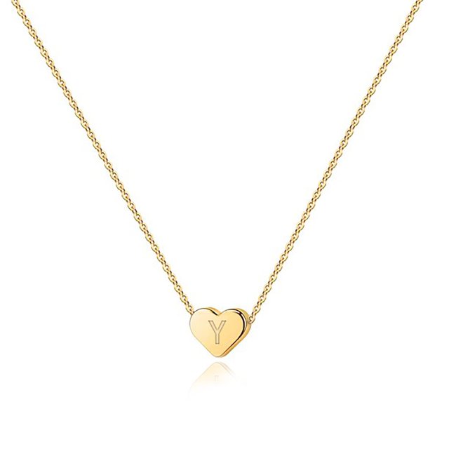 Collar Carta Amor Acero Inoxidable Oro Carta Amor Collar Mujer Carta Oro Amor Collar Acero Inoxidable