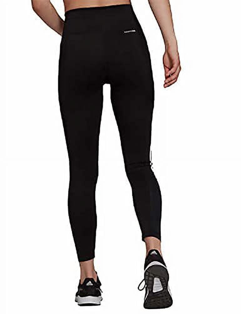 adidas Womens Lightweight High Rise Black 3-Stripe Mesh 7/8 Leggings (Small, /White)