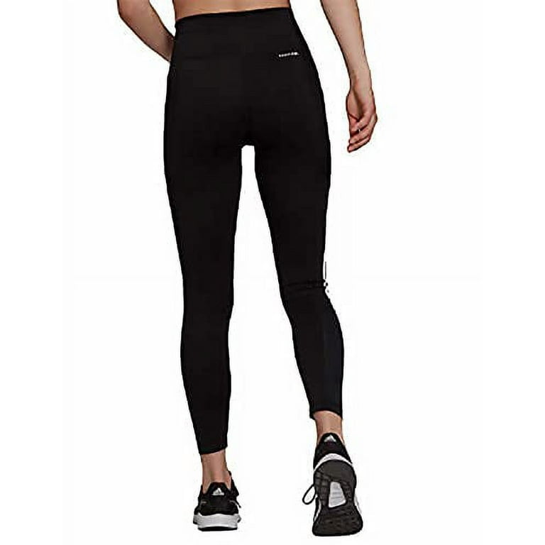 adidas Womens Lightweight High Rise 7/8 3-Stripe Black/White) Mesh (Small, Leggings