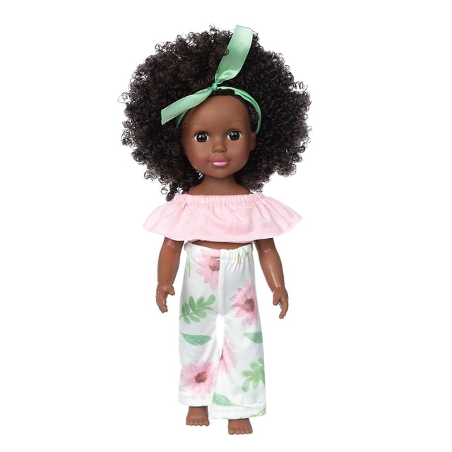 Baby Toy HUOGUO, pelo rizado africano negro, 35 cm, de vinilo