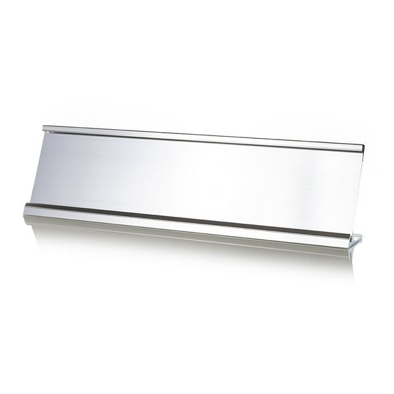 All Quality 2" x 8" Aluminum Office Desk Nameplate Sign Holder (Silver)