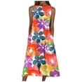 thumbnail image 1 of Leutsin Robe Longue Sans Manches pour Femmes Col Rond Imprimé avec Poche Grande Taille Robe Ample, 1 of 5