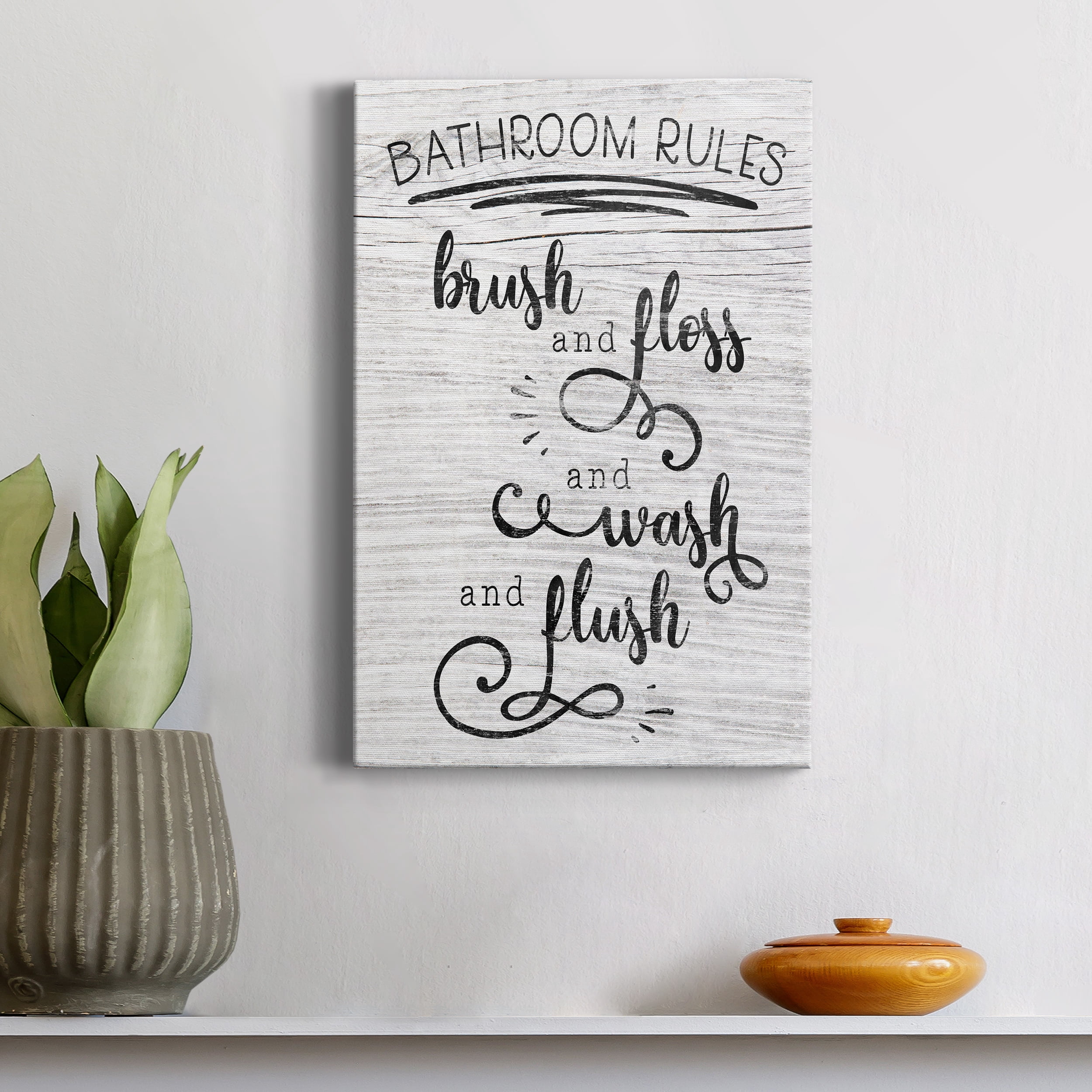 Bathroom Rules Premium Gallery Wrapped Canvas - Ready to Hang - 18 x 27