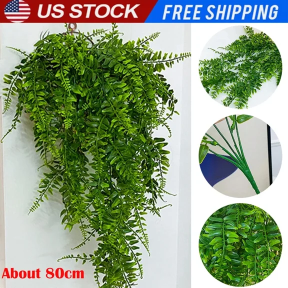 PURELY- 1Pc Artificial Hanging Plants Vines Fake Ivy Ferns Garden Wedding Garland Decor