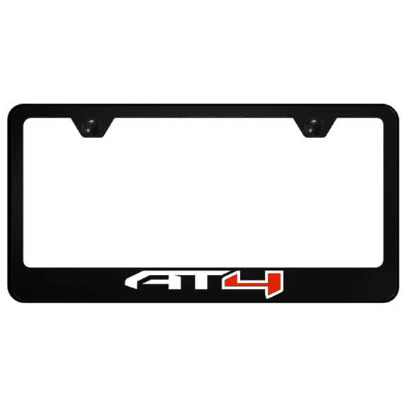 GMC AT4 Red Polycarbonate UV Print Black License Plate Frame Official Licensed