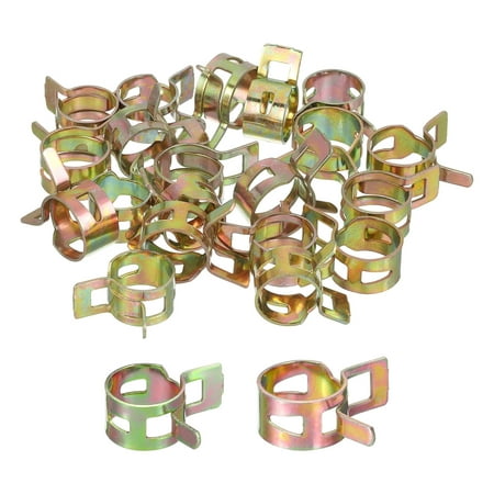 Uxcell ID 11mm 12mm 7/16 Inch 1/2 Inch Fuel Line Hose Clips Pipe Clamps Spring Hose Clamp Low Pressure Air Clamp Pack of 20(Rose Gold)