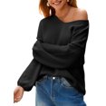 thumbnail image 4 of Women Long Sleeve Fall Winter Oversize V-neck Knit Sweater Casual Loose Pullover, 4 of 7