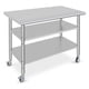 thumbnail image 1 of Yeshouse mesa de trabajo de acero inoxidable con ruedas, resistente y certificada NSF, estante inferior ajustable, ideal para cocina comercial, hoteles, garajes y preparación de alimentos, 1 of 9
