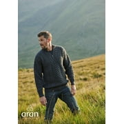 Aran Mens Merino Wool 1/4 Zipper Sweater Irish Traditional Cable Knitted Pullover Made in Ireland