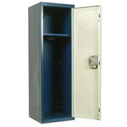 Hallowell Home Team Locker, 15"W x 15"D x 48"H, Dark Blue Body / Light Gray Door, Single Tier, 1-Wide, Knock-Down