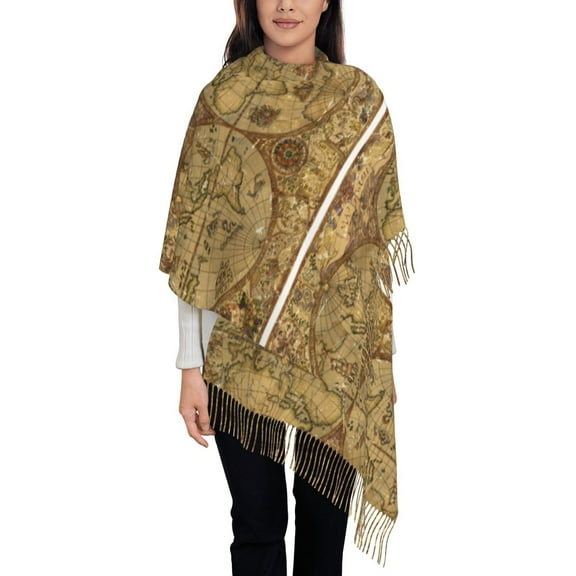 Junzan Lightweight Women'S Fashion World Map1 Printed Winter Fall Warm Scarves Scarf Shawl
